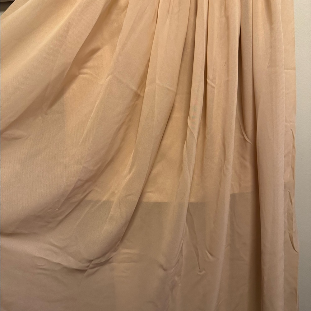 Women's Chiffon Maxi Skirt - Beige Elastic Waist - Picture 2 of 3